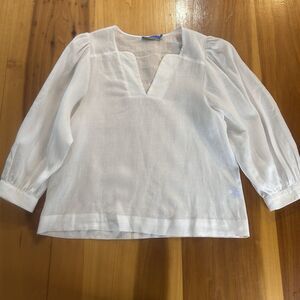 J McLaughlin Women’s Tunic. XS. White. Pullover. Ramie Blend Fabric. Boho.